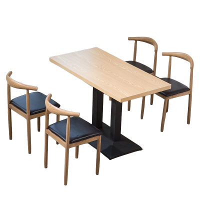 迅迈 120*60*75cm配四椅 现代简约餐桌椅 家用饭馆小吃店餐桌椅组合 食堂餐桌