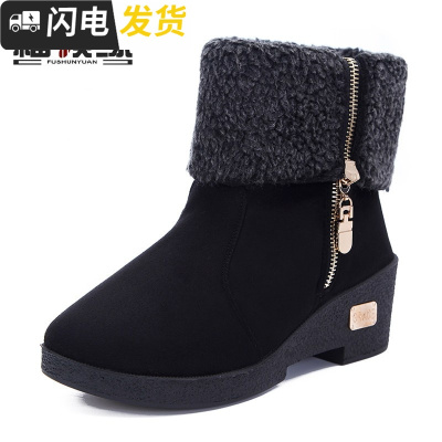 冬老北京布鞋两穿女棉鞋坡跟时尚休闲保暖宽松大码女棉靴子启如