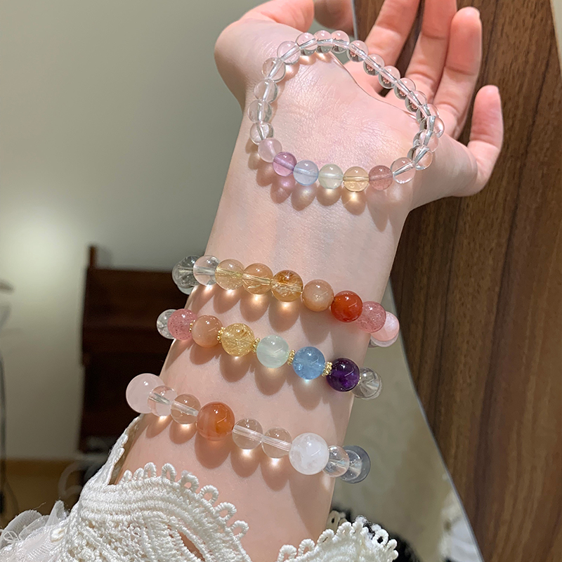 彩虹多宝天然水晶手串女款2025新款紫水晶适合夏天的手链配饰送女朋友老婆情人节七夕生日礼物