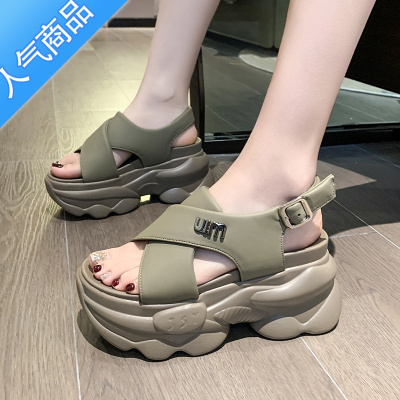 SUNTEK小个子运动凉鞋女2023夏季新款厚底增高小众设计休闲百搭罗马凉鞋