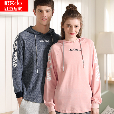 红豆居家春秋情侣款卫衣男士女士休闲运动连帽可外穿家居服单件上衣