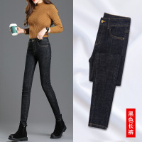 迪鲁奥(DILUAO)新款女装黑色涂层牛仔布裤女秋装2021年新款高腰修身显瘦工装裤女士裤子秋季
