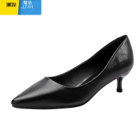 聚范职业高跟鞋女2024年新款黑色尖头细跟正装皮鞋礼仪空乘空姐工作鞋