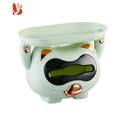 三维工匠纸巾盒创意可爱猫多桌面抽纸盒茶几办公室餐厅杂物收纳架 浅草绿