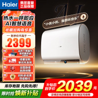 海尔(Haier)[AI语音BK30]电热水器60升 国家补贴15%双胆扁桶净水3300W速热 语音交互