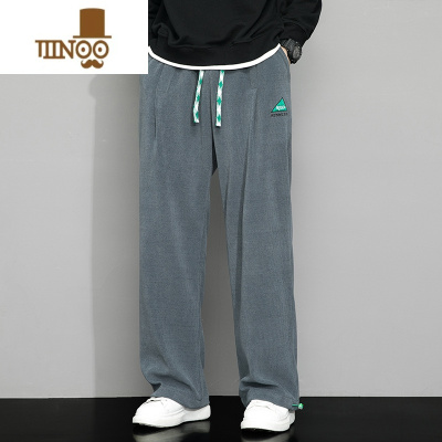 YANXU大码灯芯绒裤子男秋季加肥加大宽松直筒运动裤胖子垂感阔腿休闲裤