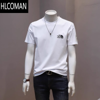 HLCOMAN潮牌男士休闲短袖t恤衫2025年夏季新款青年潮流印花修身半袖体恤