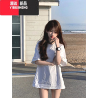 YIBUSHENG美式复古白色短袖T恤女季oversize潮牌情侣装半袖上衣