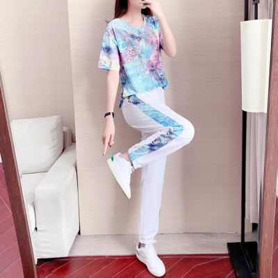 思蜜怡休闲运动套装女潮牌时尚2021夏季新款宽松洋气炸街欧货短袖两件套