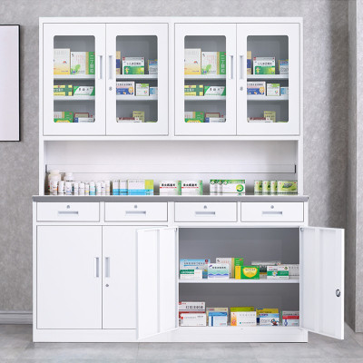 尔迈钢制带锁不锈钢调剂台纯白色1500宽4门