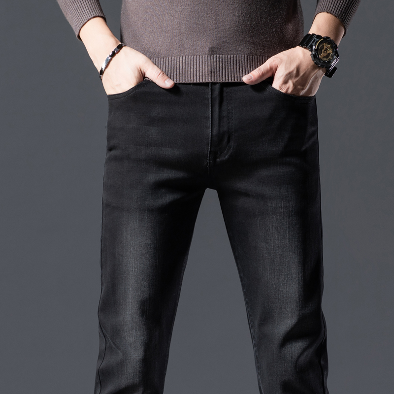 金盾(KIN DON)秋冬厚款牛仔裤男冬天直筒宽松弹力大码休闲长裤子