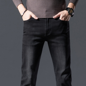 金盾(KIN DON)秋冬厚款牛仔裤男冬天直筒宽松弹力大码休闲长裤子