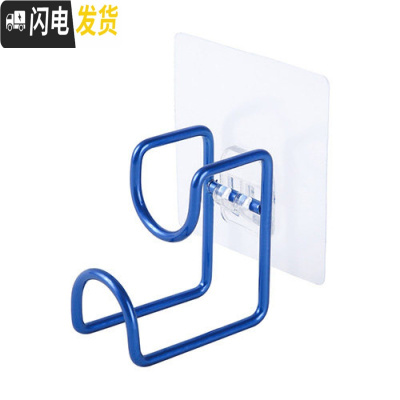 三维工匠免打孔墙壁挂盆架卫生间收纳架浴室脸盆挂钩浴盆挂架铁艺强力粘胶 蓝色-脸盆浴盆挂钩/2个装