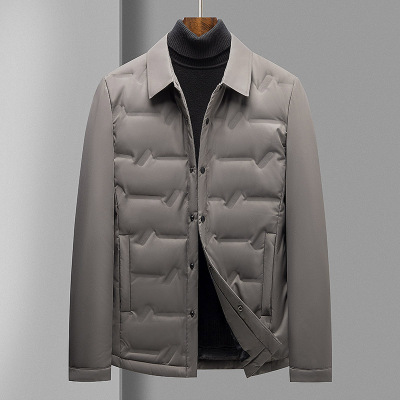 衬衫领轻薄羽绒服秋季新款男士青年潮流羽绒服防寒保暖羽绒外套男_996
