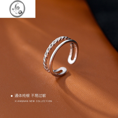 JiMiS925银银戒指2023年新款潮不掉色可调节食指戒女小众设计高级感