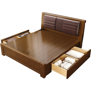 臻远 ZY-SMC-147 实木床 1.8*2.0米抽屉高箱 单位:1张