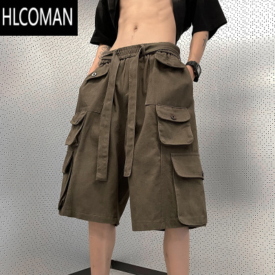 HLCOMAN水洗工装短裤男夏季机能日系多口袋美式复古潮牌宽松五分裤子