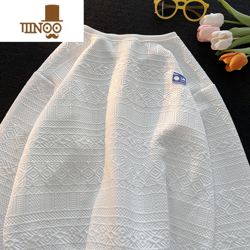 YANXU2023国潮圆领卫衣男oversize无帽潮牌长袖t恤休闲套头上衣