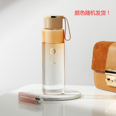 美帮汇茶杯玻璃杯女原宿风办公室简约水杯个性带盖透明便携杯子