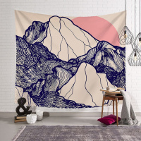 美帮汇复古山形线条床头卧室背景布墙装饰挂毯波西米亚北欧挂布 LS0803 绒布100高*150宽厘米横款