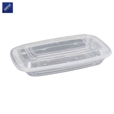 安居先森美式加厚带盖单格方餐盒150套/箱 透明1000ml(箱)