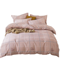 美帮汇加厚磨毛穿上用品三件套格子被套180×220四件套简约现代 风男