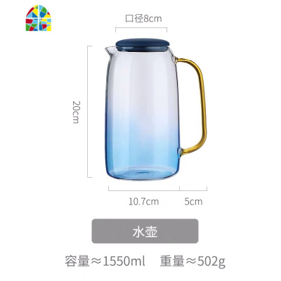 创意冷水壶套装玻璃北欧可高温大容量凉水壶家用云石壶加厚防爆 FENGHOU 金色杯架小号