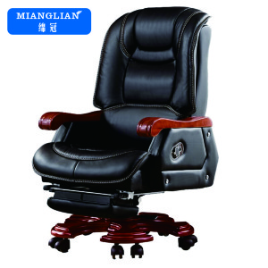 绵冠MIANGUAN绵冠MIANGUAN牛皮老板椅真皮大班椅电脑椅家用带升降转椅舒适办公椅可躺椅子黑色 老板椅（带脚踏）