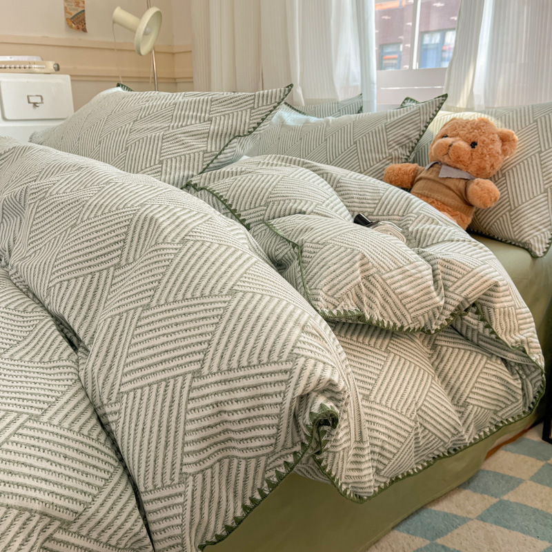 2026新款春季四件套全棉纯棉简约被套床单三件套床上用品