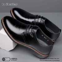 La Chessiers男鞋2025透气商务休闲正装皮鞋男软皮韩版青年系带鞋子休闲鞋