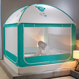 美帮汇蒙古包蚊帐1.5m/1.8m床2米家用防摔儿童围栏防尘顶蚊罩帐凉席纹账