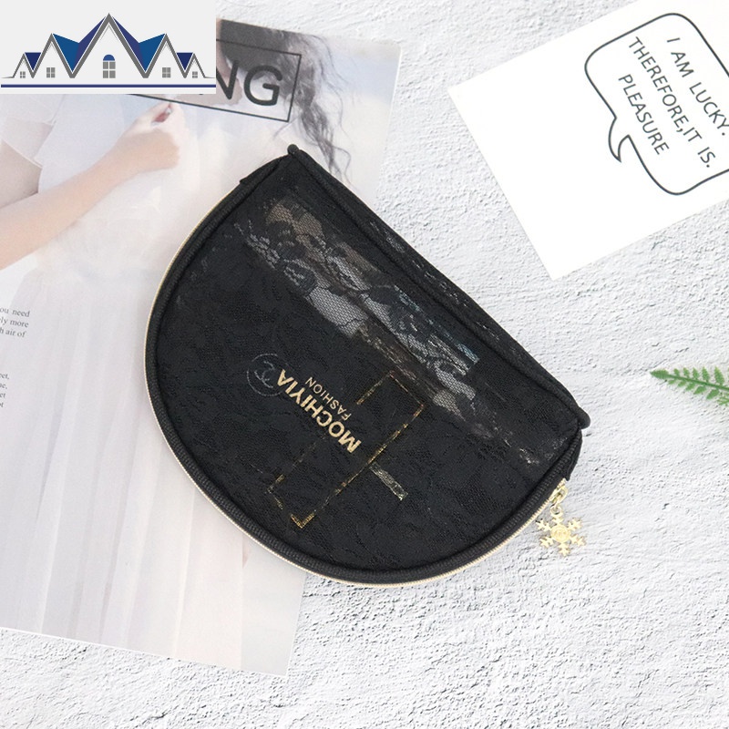 蕾丝网纱便携小号化妆包女ins风超火旅行随身袋大容量简约收纳包 三维工匠