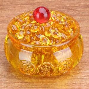 维诺亚黄水晶福袋钱袋摆件存钱储蓄罐开业琉璃福袋礼客厅装饰聚宝盆