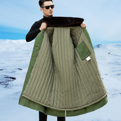  闪电客大大衣男冬季加厚黄绿大衣长款棉衣工作冷库东北棉袄
