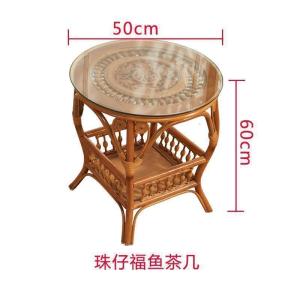 汐岩真藤茶几藤编卧室小茶几藤制实桌客厅桌子家用阳台茶几桌竹制