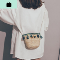 森系手工编织包包女2020新款日系原宿森系斜挎包日系可爱水桶包女NEW LAKE女斜挎包