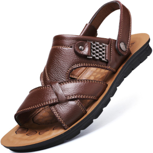 承发(CHENGFA)夏季新款凉鞋男真皮防滑沙滩鞋透气休闲鞋头层牛皮潮鞋男鞋子青年男式大码拖鞋 男