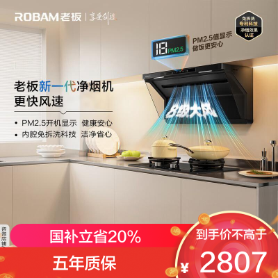 老板(Robam)星辰欧式顶吸抽油烟机净烟机P2.5净味吸油烟机 以旧换新搭配燃气灶22A7S油烟机 新一代净烟机