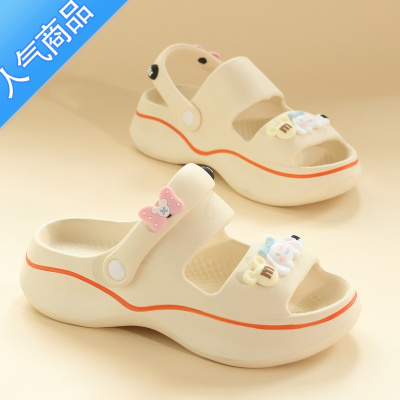 SUNTEK2023新款ins休闲防滑厚底凉鞋女夏季松糕沙滩洞洞鞋外穿两用拖鞋