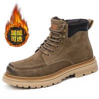 马丁靴男士潮款冬季加绒英伦风工装靴男士真皮保暖户外登山靴子男