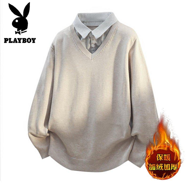 花花公子新款[新款]2025年秋冬款翻领针织毛衣男