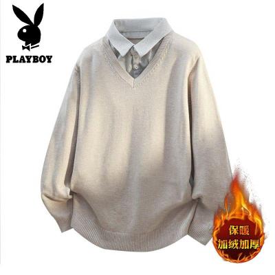 花花公子新款[新款]2025年秋冬款翻领针织毛衣男