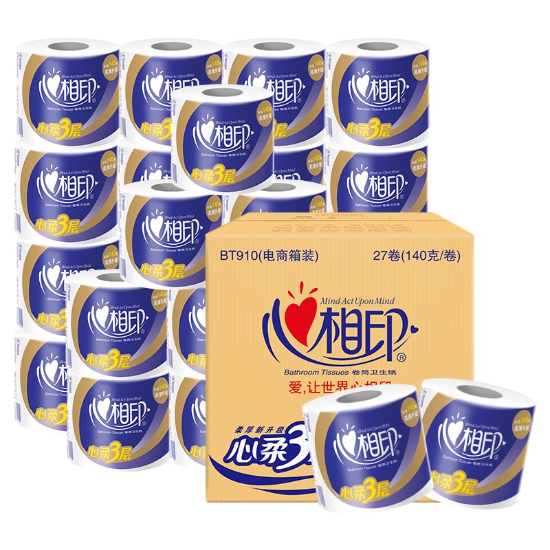 心相印 DS-BT910(4层)-1X 特柔系列 卷筒纸 4层140g (27卷/箱) 105*115mm 纯白