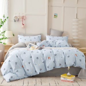 雅鹿床上用品雅鹿阳绒幽静四件套聚酯纤维套件舒适透气套 风吻铃兰 200*230cm
