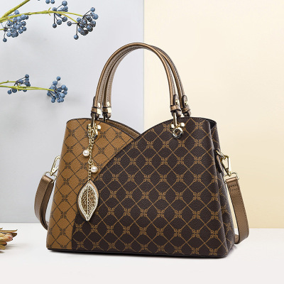 Ceba2023新款软皮女包撞色轻奢大容量托特包母节送妈妈实用手提