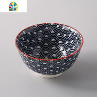 陶瓷家用米饭碗日式和风餐具套装创意吃饭的碗碗碟汤碗麦片碗 FENGHOU 4.5英寸螺纹碗-绿色太阳花