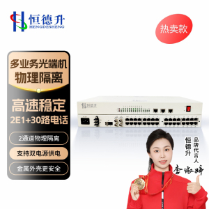 恒德升多业务光端机 2路物理隔离百兆+2E1+30电话光端机 HDS-A059SCJ3630P-30B 1对