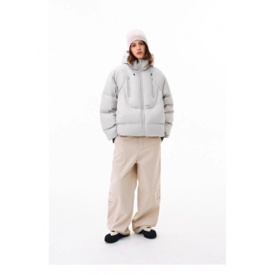 年双拉连帽立体短款情侣棉服加厚女新款宽松椰白色保暖外套男