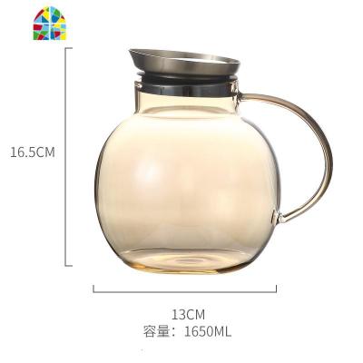 北欧玻璃凉白开水壶大容量可高温家用套装创意果汁扎壶柠檬冷水瓶 FENGHOU 玻璃壶≈1650ml凉水壶