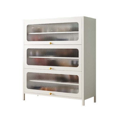 铭威盾家用门口鞋柜新款2024室内入户储物柜一体翻门钢制3门6层60宽-白